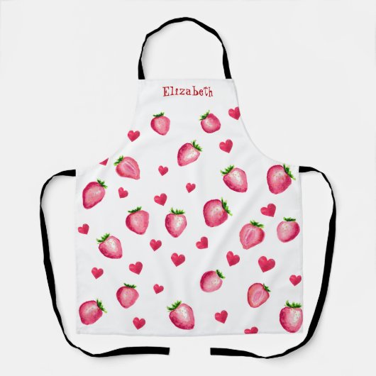 Tablier Cute fraise Coeurs Berry Sweet Aquarelle (Recto)