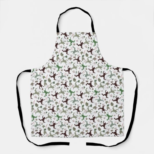 Tablier Cute Frogs Nature Floral Pattern (Recto)