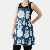 Tablier Cute Frosty Blue Snowman Aquarelle Nom du Motif (Insitu)
