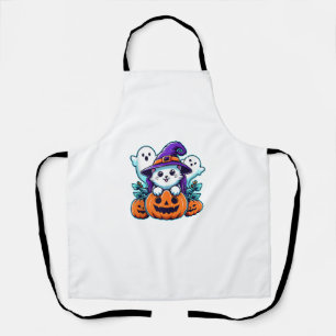 Tablier Cute Ghost Chat Sorcière Casquette Citrouille Hall