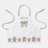 Tablier Cute Gingerbread Man & Bow Drawing Christmas Name (Recto)