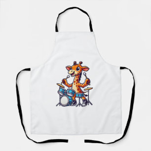 Tablier Cute Giraffe Jouer Drums Giraffes Drummer Musique