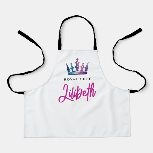 Tablier Cute Girl Princess Crown Chef royal Script moderne (Recto)