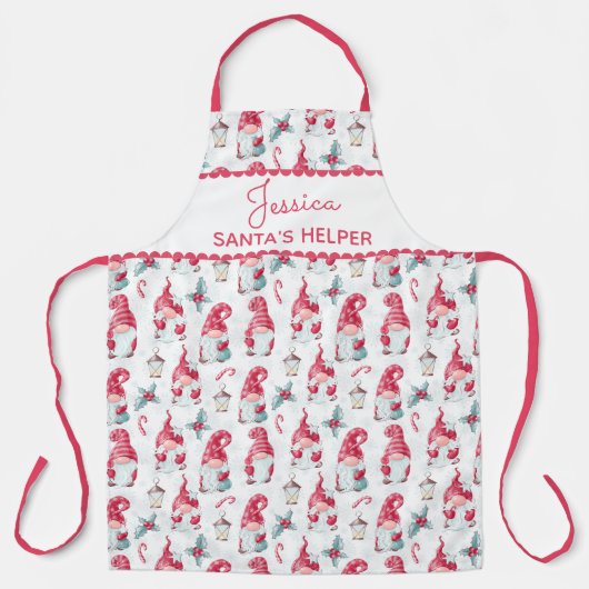 Tablier Cute Girly Santas Helper Name Christmas Gnome (Recto)