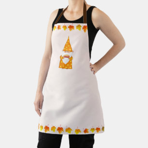 Tablier Cute Gnome et feuilles d'automne sur beige clair