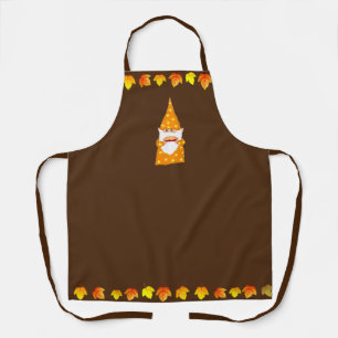 Tablier Cute Gnome et feuilles d'automne sur marron