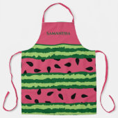 Tablier Cute Green & Pink Watermelon Design Nom personnali (Recto)