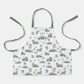 Tablier Cute Green Recycling Véhicules Camion Enfants Nom (Recto)