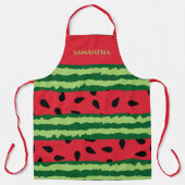Tablier Cute Green & Red Watermelon Design Nom personnalis (Recto)