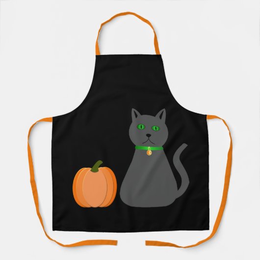 Tablier Cute Halloween Chat et Citrouille (Recto)