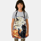 Tablier Cute Halloween Chat noir et Citrouille (Insitu)