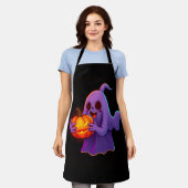 Tablier Cute Halloween Ghost Holding Glowing Pumpkin (Porté)