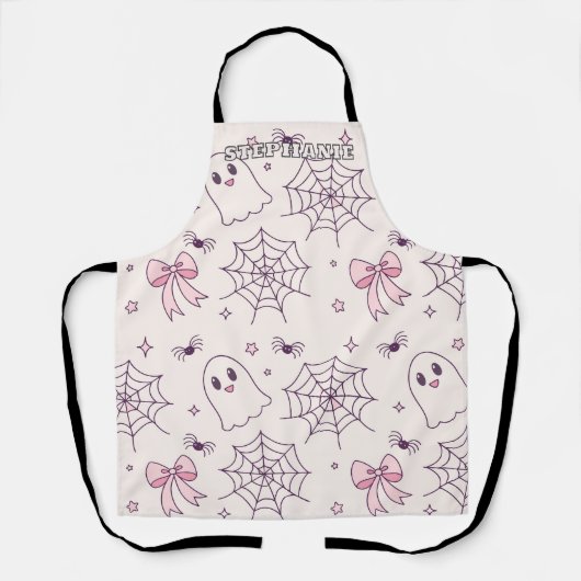 Tablier Cute Halloween Ghost & Spiderweb Motif (Recto)