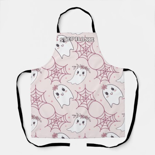 Tablier Cute Halloween Ghost & Spiderweb Motif (2) (Recto)