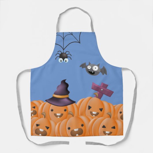 Tablier Cute Halloween Jack-o' lanternes, araignée, chauve (Recto)