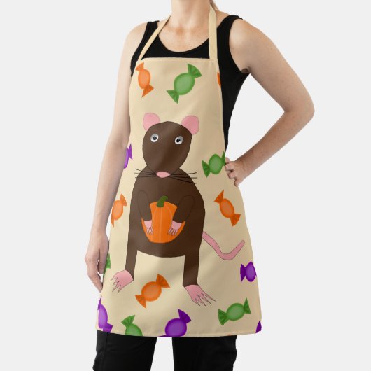 Tablier Cute Halloween Rat et Citrouille (Insitu)