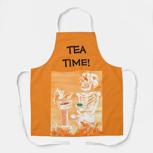 Tablier Cute Halloween Squelette-Bat Thé Kitchen Apron (Recto)