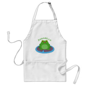 Tablier Cute happy green frog cartoon illustration