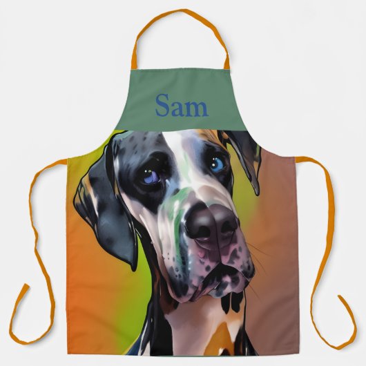 Tablier Cute Harlequin Great Dane (Recto)