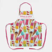 Tablier Cute Ice Cream Cone Popsicle Texte Personnalisé Es (Recto)