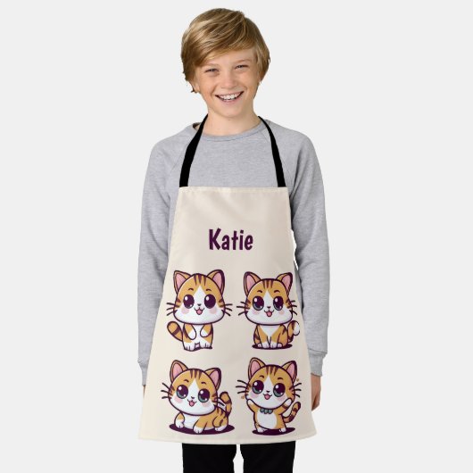 Tablier Cute Kawaii Cats pose (Porté)