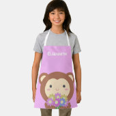 Tablier Cute Kawaii Dessin Singe et Fleurs (Insitu)