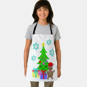 Tablier Cute Kawaii Face Arbre de Noël Scène, ZSSD (Insitu)