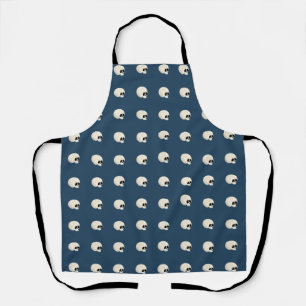 Tablier Cute Kawaii Halloween Crâne Pois bleu foncé