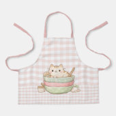 Tablier Cute Kawaii Kitty Cat Baking Pastel Gingham Pink (Recto)