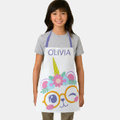 Tablier Cute Kawaii Ours Unicorne Visage avec Couronne Fle (Insitu)