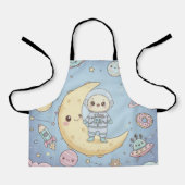 Tablier Cute Kawaii Space - Astronaut and Smiling Moon (Recto)