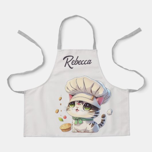 Tablier Cute Kitten Cat Chef Illustration Personnalisée (Recto)