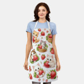 Tablier Cute Kittens and Strawberries Kitchen Apron (Porté)