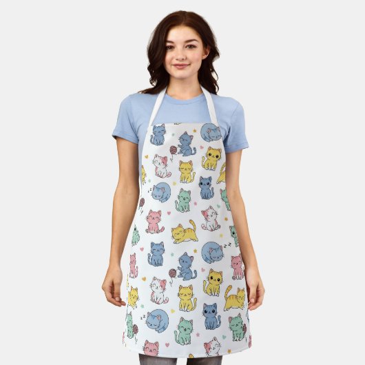 Tablier Cute Kitty Chat Motif Apron (Porté)