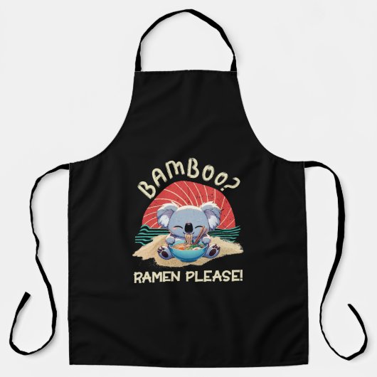 Tablier Cute Koala manger Ramen Vintage soleil (Recto)