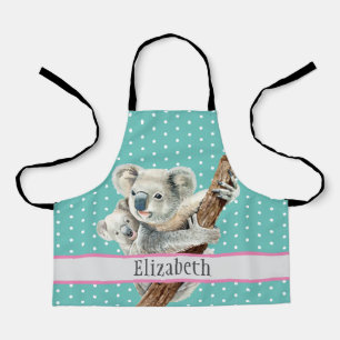Tablier Cute Koala Nom de famille Enfants Animal Motif Apr