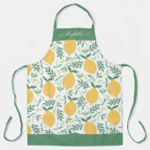 Tablier Cute Lemon Feuille Vert Jaune Fille Nom du script (Recto)