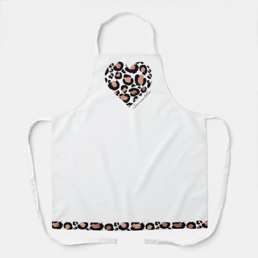 Tablier Cute Leopard Cheetah Motif Nom du coeur (Recto)