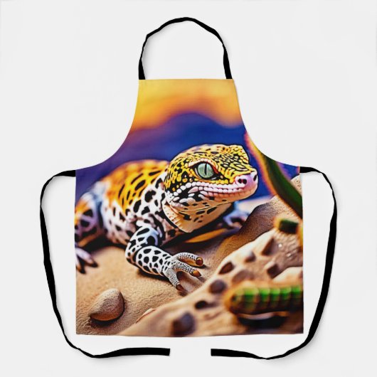 Tablier Cute Leopard Gecko Sunset Desert Design (Recto)