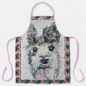 Tablier Cute Llama Aquarelle Peinture Animal Rose Apron (Recto)