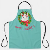 Tablier Cute Llama couronne de Noël (Recto)
