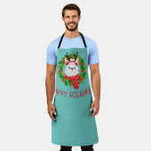 Tablier Cute Llama couronne de Noël (Porté)