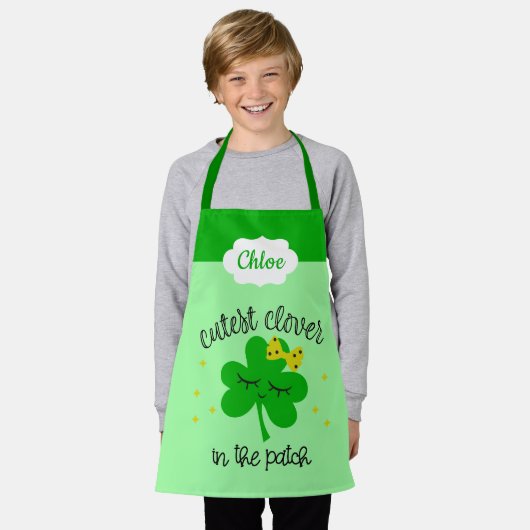 Tablier Cute Lucky Four Leaf Clover St. Patricks Day Kids (Porté)