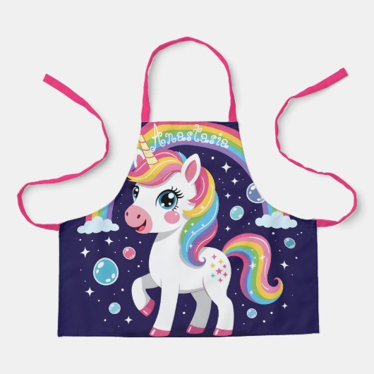 Tablier Cute Magical Sparkly Galaxy Unicorn Rainbow (Recto)