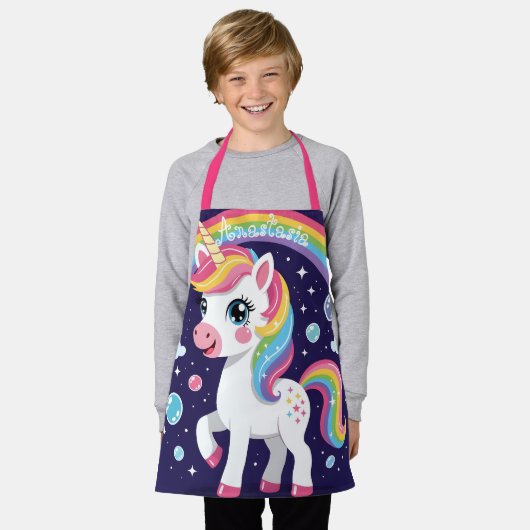 Tablier Cute Magical Sparkly Galaxy Unicorn Rainbow (Porté)