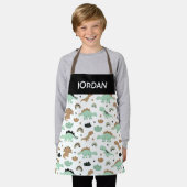 Tablier Cute Mint Green Dinosaur Motif (Porté)