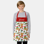 Tablier Cute Modern Christmas Reindeer Nom personnalisé (Porté)