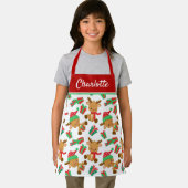 Tablier Cute Modern Christmas Reindeer Nom personnalisé (Insitu)
