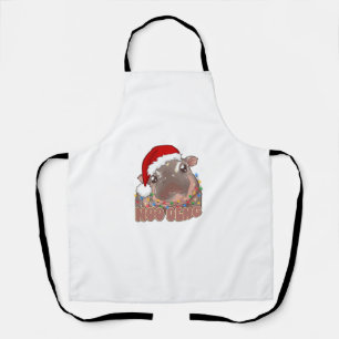 Tablier Cute Moo Deng Baby Hippo lumières de Noël Père Noë