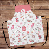 Tablier Cute Motif à l'aquarelle rose Monogramme